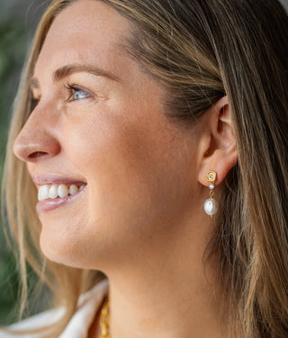 Keshi Pearl & Crystal Drop Earring