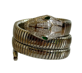 Petite Sterling Silver Crystal Triple Wrap Snake Bracelet