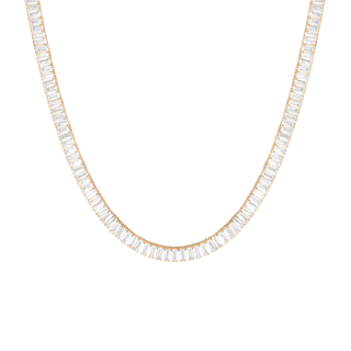 Lab Grown White Sapphire Baguette Tennis Necklace