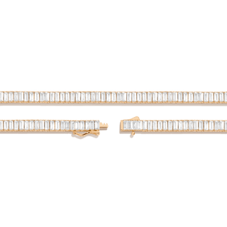 Lab Grown White Sapphire Baguette Tennis Necklace
