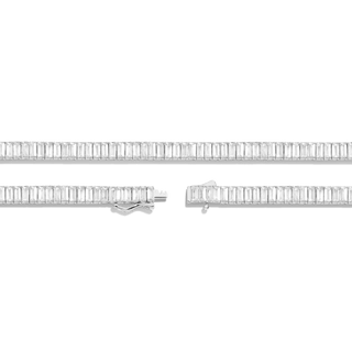 Lab Grown White Sapphire Baguette Tennis Necklace