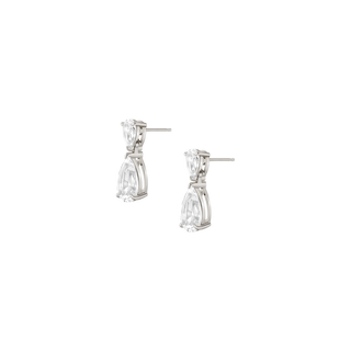 Lab Grown White Sapphire Pear Drop Earrings