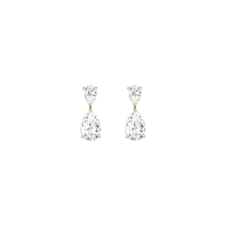 Lab Grown White Sapphire Pear Drop Earrings