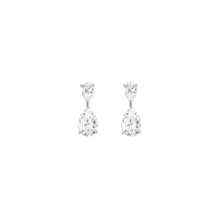 Lab Grown White Sapphire Pear Drop Earrings