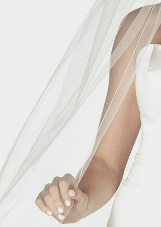 1706 Pencil Edge Chapel Veil by Ariel Taub at Mae Bridal, pencil edge veil, chapel wedding veil