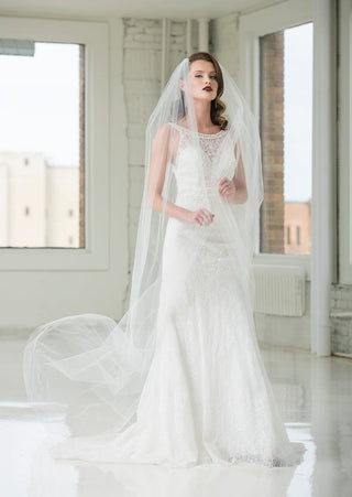 1902 Plain Cathedral Length Veil by Ariel Taub at Mae Bridal, bridal veil, cathedral wedding veil