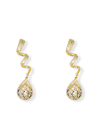 Ariel Taub Lacey Crystal Twist Earrings at Mae Bridal, crystal lace twist earrings, bridal earrings, wedding earrings