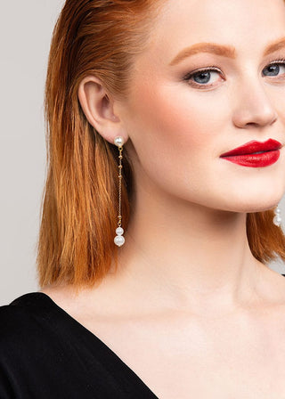 Nanette Pearl Drop Earrings by Ariel Taub at Mae Bridal, pearl drop earrings, bridal earrings