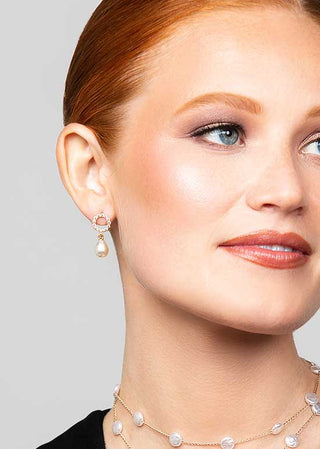 Bridal earrings at Mae Bridal, the Ariel Taub Olive Small Pearl Drop Earrings