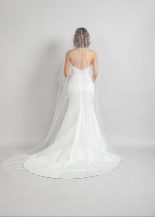 Royalty Two-Tier Cathedral Veil with Heavy Pearl Top by Ariel Taub at Mae Bridal, two tier pearl veil, cathedral wedding veil