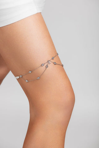 Ariel Taub Shimmer Crystal Initial Garter at Mae Bridal, crystal initial garter, bridal garter, wedding garter