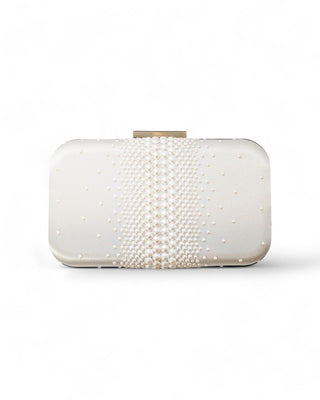 Ariel Taub Tresor Pearl Clutch at Mae Bridal, pearl clutch, bridal clutch, pearl wedding clutch