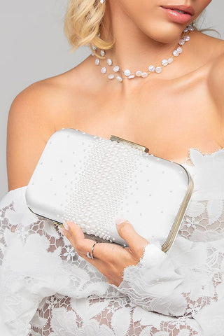 Bridal clutch at Mae Bridal, the Ariel Taub Tresor Pearl Clutch