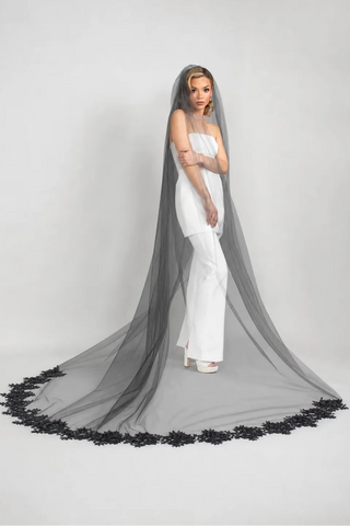 Ariel Taub Valentina Rose Lace Veil, bridal veil at Mae Bridal