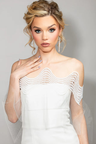 Ariel Taub Vivian Lace Capelet at Mae Bridal, lace capelet, bridal capelet, lace bridal cape