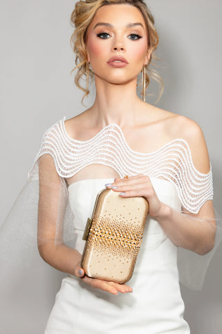 Vivian Lace Capelet by Ariel Taub at Mae Bridal, lace capelet, bridal capelet