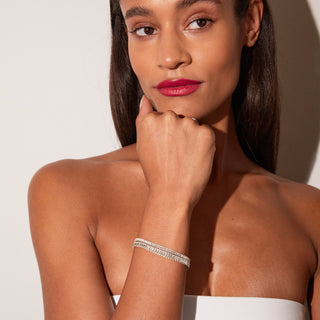 Lab Grown White Sapphire Baguette Tennis Bracelet