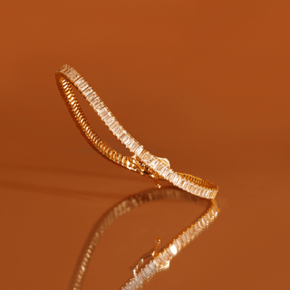 Lab Grown White Sapphire Baguette Tennis Bracelet