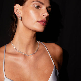 Lab Grown White Sapphire Mixed Shape Tennis Necklace