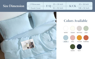 100% Linen Duvet Cover - Blue Duvet Cover Only