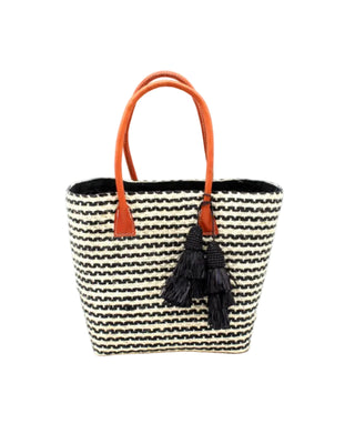 Cancun Medium Sisal Basket Bag with Tassel Charm Embellishment