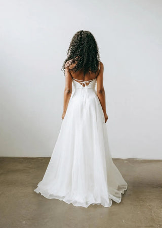 Claire La Faye Solana Skirt second angle at Mae Bridal, silk organza bridal skirt, bridal separates, wedding skirt
