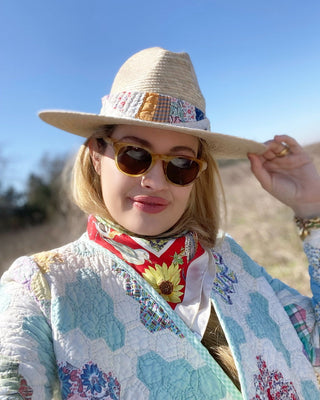 Zinnia Sun Hat - Long & Thin Ivory Grosgrain Ribbon