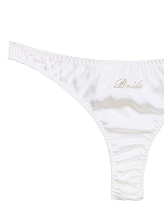 Fleur du Mal Bridal Luxe Thong close-up detail at Mae Bridal, wedding gown underwear, bridal lingerie, wedding underwear