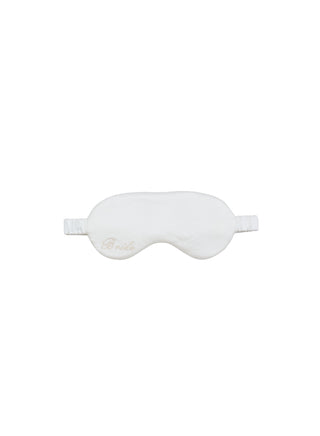 Fleur du Mal Bridal Silk Eye Mask on model at Mae Bridal, bridal silk eye mask, bridal shower gift, honeymoon essentials