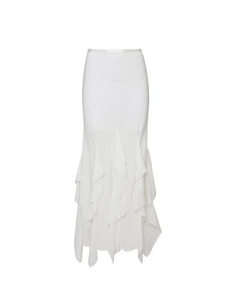 Fleur du Mal Eva Skirt on model, fourth angle at Mae Bridal, reception dress for bride, lined silk skirt, wedding second look