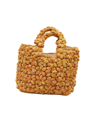 Florence Flower Crochet Raffia Straw Basket Handbag