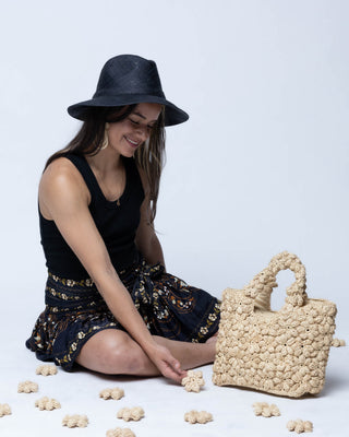 Florence Flower Crochet Raffia Straw Basket Handbag