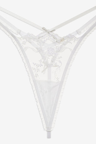 For Love & Lemons Rita Rose Thong Panty campaign image, second view at Mae Bridal, wedding day underwear, wedding knickers, honeymoon lingerie