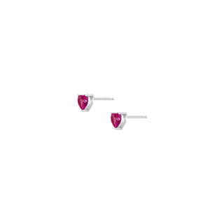 Lab Grown Pink Sapphire Heart Stud Earrings