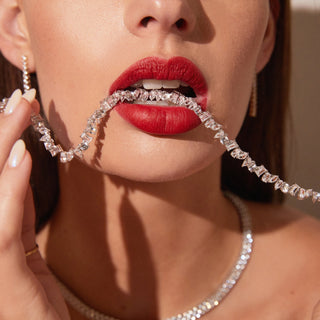 Lab Grown White Sapphire Mixed Shape Tennis Necklace