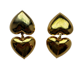 Vintage Italian Gold Double Heart Earrings