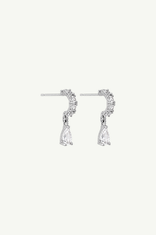 Rhinestone Pave Huggie Drop Earrings