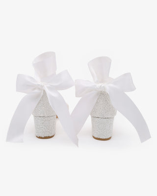 Crochet Lace Block Heel Wedding Sandals with Wrapped Ankle Tie