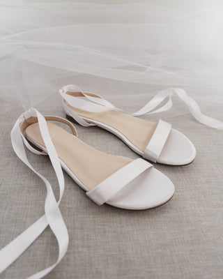 Satin Flat Sandal with Ballerina Lace Up