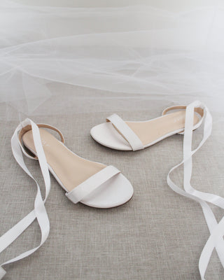 Satin Flat Sandal with Ballerina Lace Up