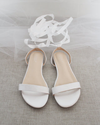 Satin Flat Sandal with Ballerina Lace Up