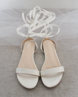 Satin Flat Sandal with Ballerina Lace Up
