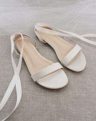 Satin Flat Sandal with Ballerina Lace Up