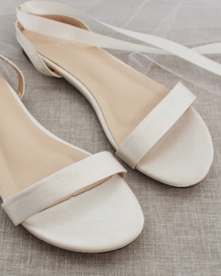 Satin Flat Sandal with Ballerina Lace Up