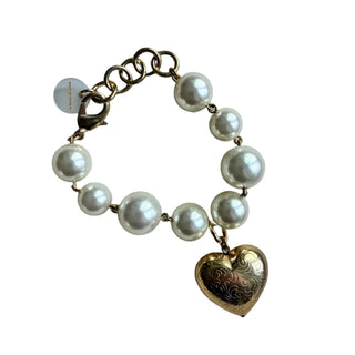 Francine Bramli XL Pearl and Gold Heart Bracelet