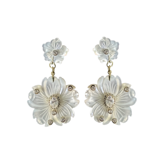 Mother of Pearl Double Flower Earrings