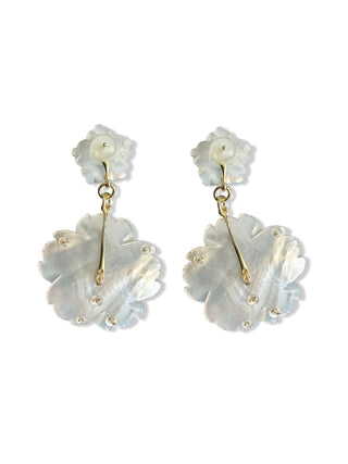 Mother of Pearl Double Flower Earrings