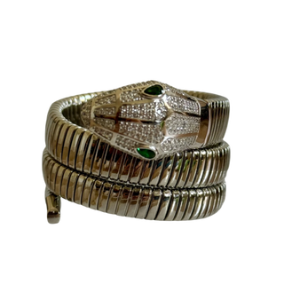 Petite Sterling Silver Crystal Triple Wrap Snake Bracelet
