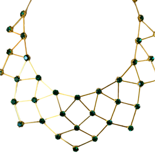 1960s French Emerald Green Crystal Gold Collar Necklace