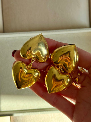 Vintage Italian Gold Double Heart Earrings